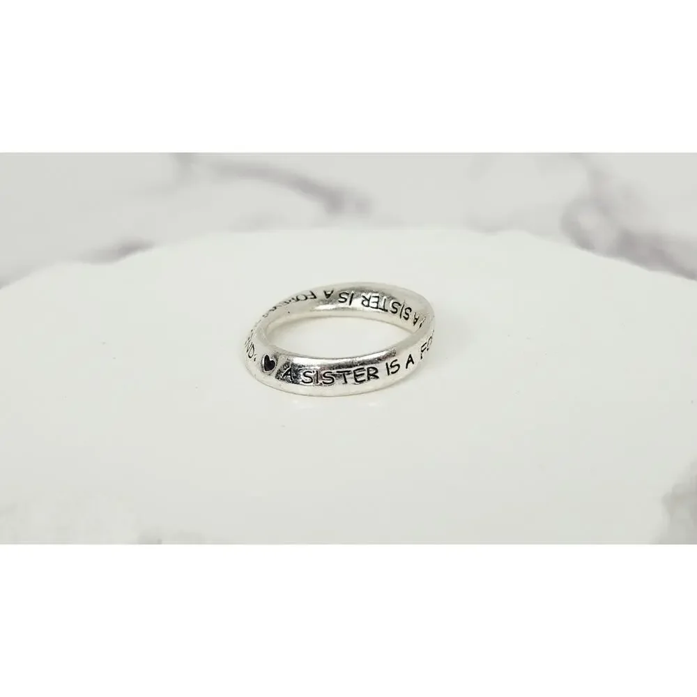 Vintage 925 Sterling Silver Möbius Infinity Sister Friend Inscribed Band Ring